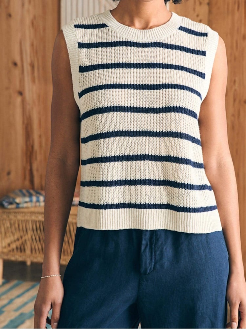 Faherty Miramar Linen Muscle Tank Women’s Size Large